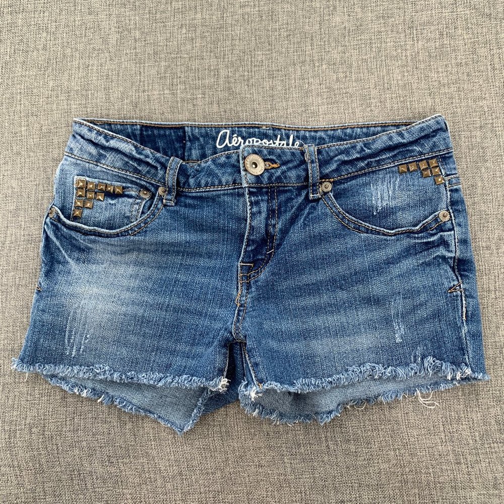 Aeropostale Cut Off Denim Shorts Bayla Skinny Style Size 2 99% Cotton 1%Spandex
